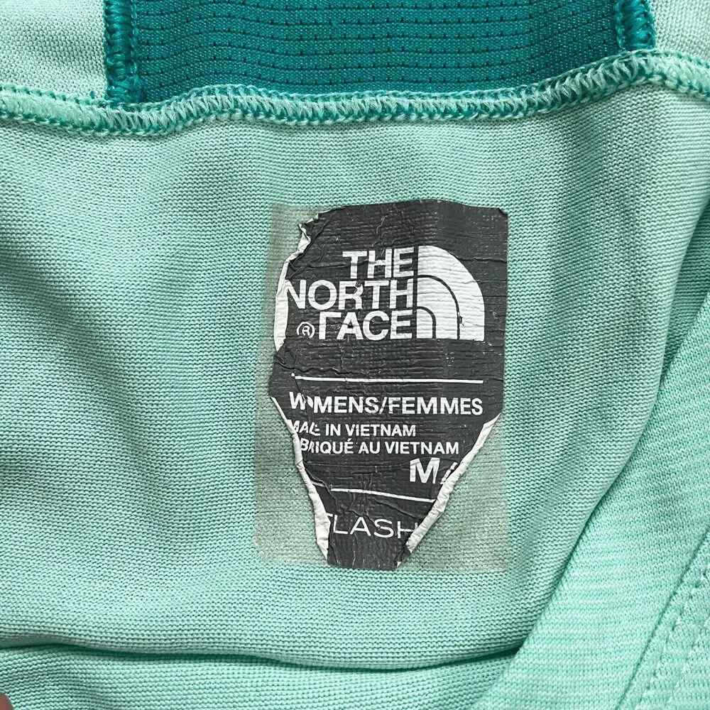 The North Face Flash Dry Active Top Womens Medium Green Short Sleeve V-Neck Top - Picture 7 of 14